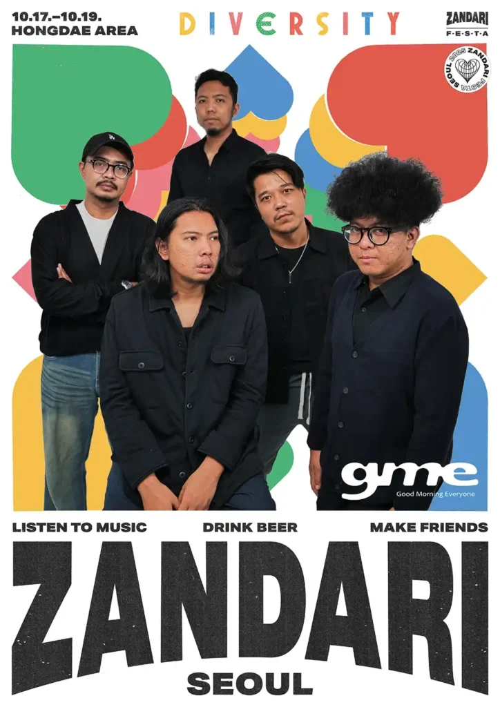 Poster band Good Morning Everyone sebagai lineup Zandari Festival 2025.