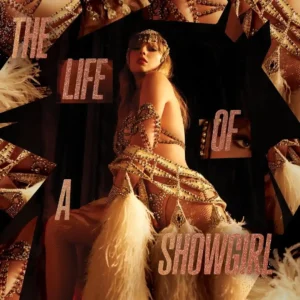 Taylor Swift dalam cover album “The Life of a Showgirl”.