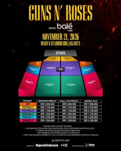 Denah seat plan untuk konser Guns N’ Roses di Jakarta.