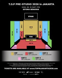 Ilustrasi Seat Plan Pre-Studio T.O.P Jakarta.